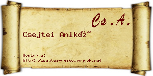 Csejtei Anikó névjegykártya
